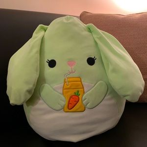 Squishmallow - Green Bunny Holding a Carrot Juice Box!